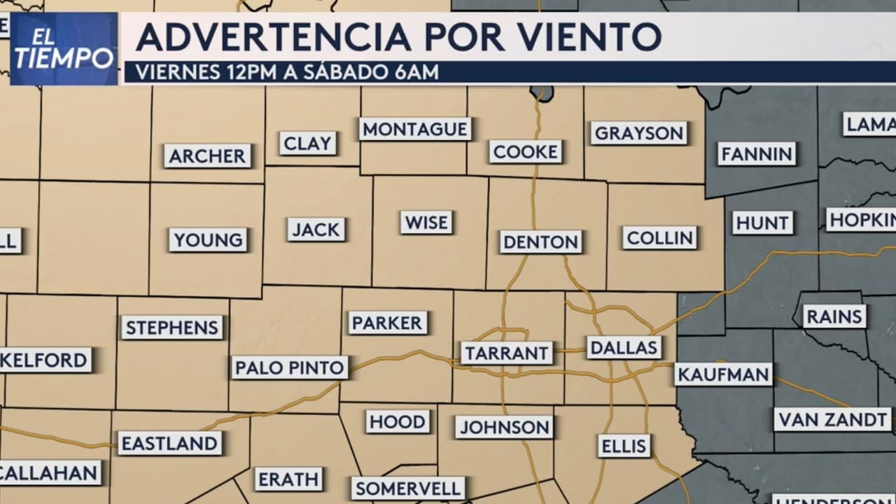 Se emite advertencia por viento para condados del norte de Texas
