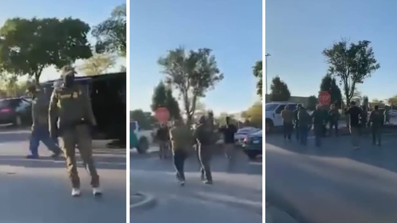 Operativo federal en el estacionamiento de un Home Depot en Brighton Park