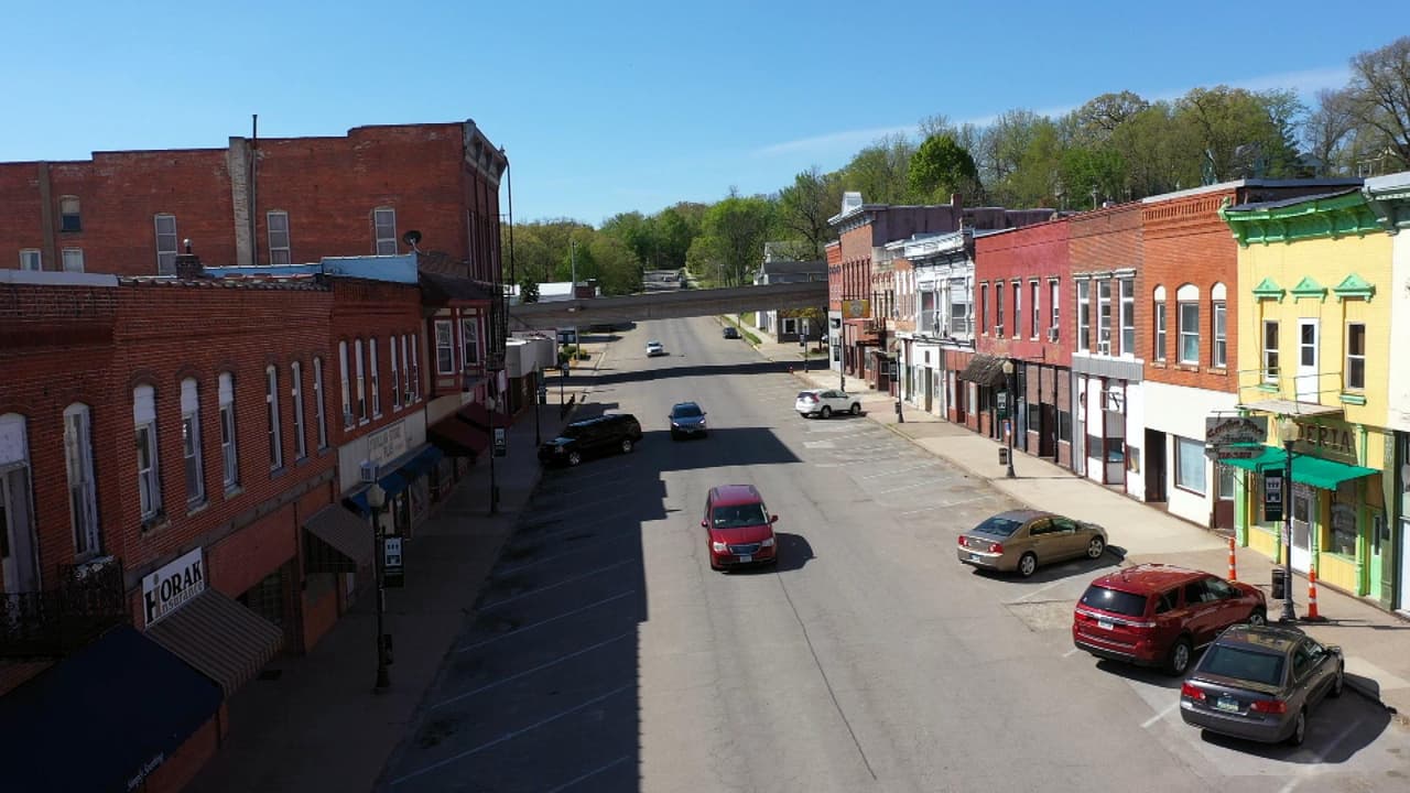 Main St in Columbus Junction, Iowa.