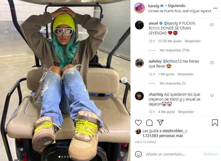 A pesar de que Anuel sigue sin ser follower de Karol G, el cantante se coló al perfil de la colombiana para dejarle un comentario.