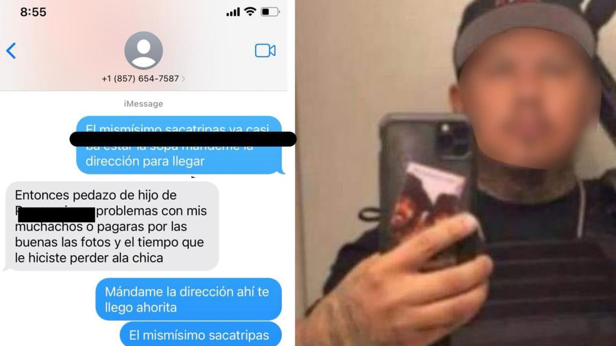 Hombre enviando mensajes a la víctima