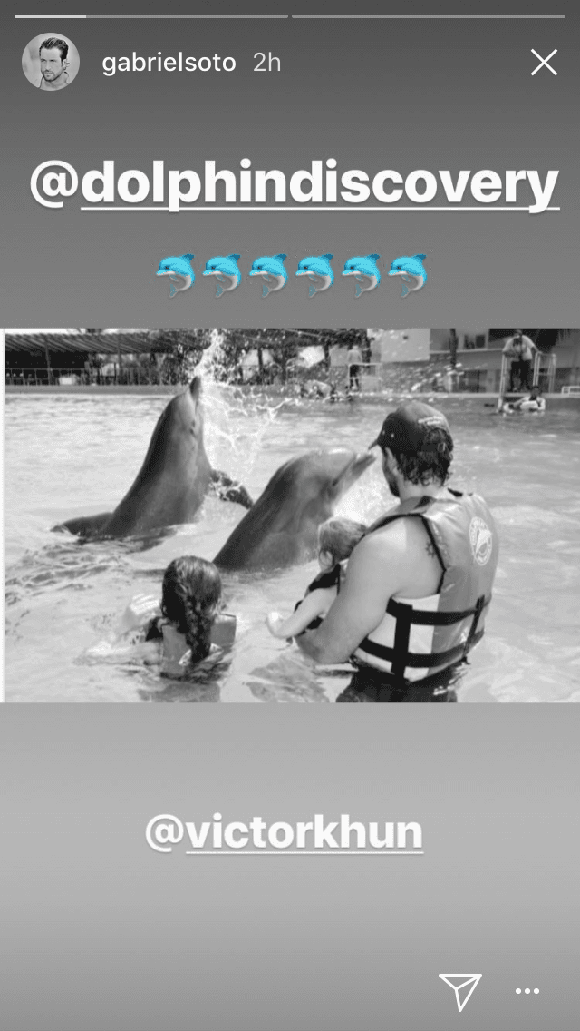 El galán de telenovela expresó su felicidad por tener esta "maravillosa experiencia" de nadar con delfines junto a sus hijas.