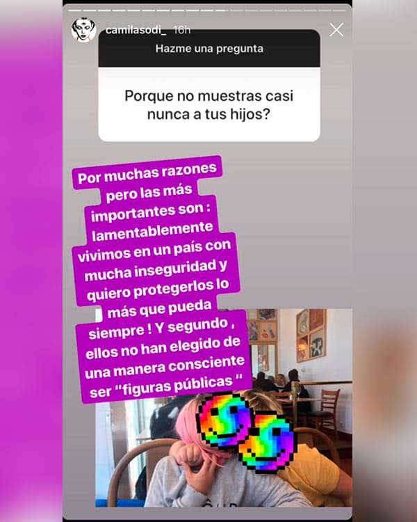Camila confesó que lo hace por seguridad y por respetar su privacidad.