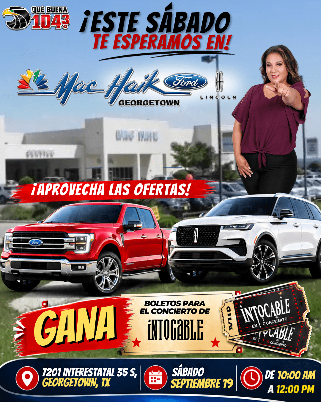 🚘✨ ¡Acompañanos desde Mac Haik Ford Lincoln en Georgetown!