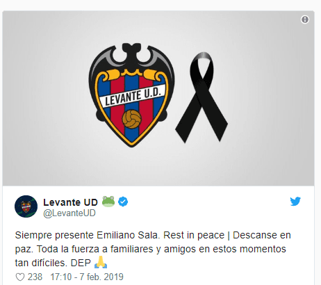El Levante de la Liga de España se unió a las condolencias con este emotivo mensaje.