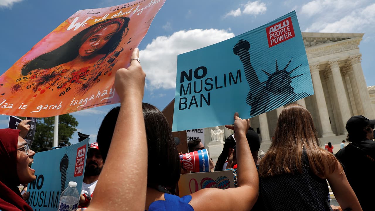 Las protestas en Nueva York y Washington contra el veto migratorio de Trump que avaló la Corte