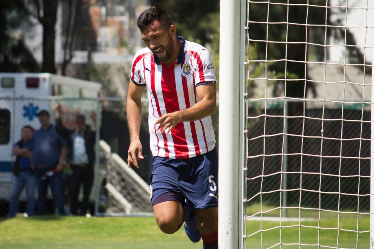 Zapopan, Jalisco, 2 de marzo de 2019. Hedgardo Marin en festejo de gol, durante el juego de la jornada 9 del torneo Clausura 2019 de la Liga Bancomer MX categoría Sub20, entre las Chivas Rayadas del Guadalajara y los Rayados del Monterrey celebrado en Verde Valle. Foto: Imago7/ Fabian Meza
