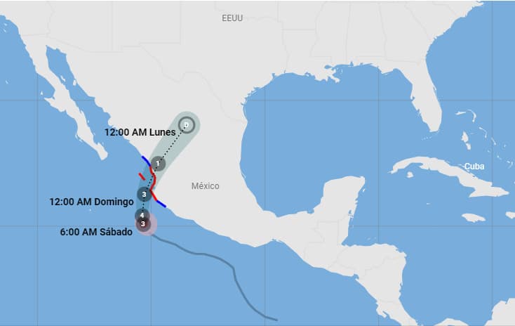 En vivo: Roslyn pierde fuerza y baja a categoría 1 mientras avanza sobre el centro-oeste de México. Sigue aquí su trayectoria