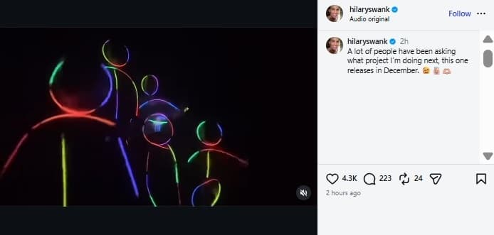 Hilary Swank anunció su embarazo en Instagram.