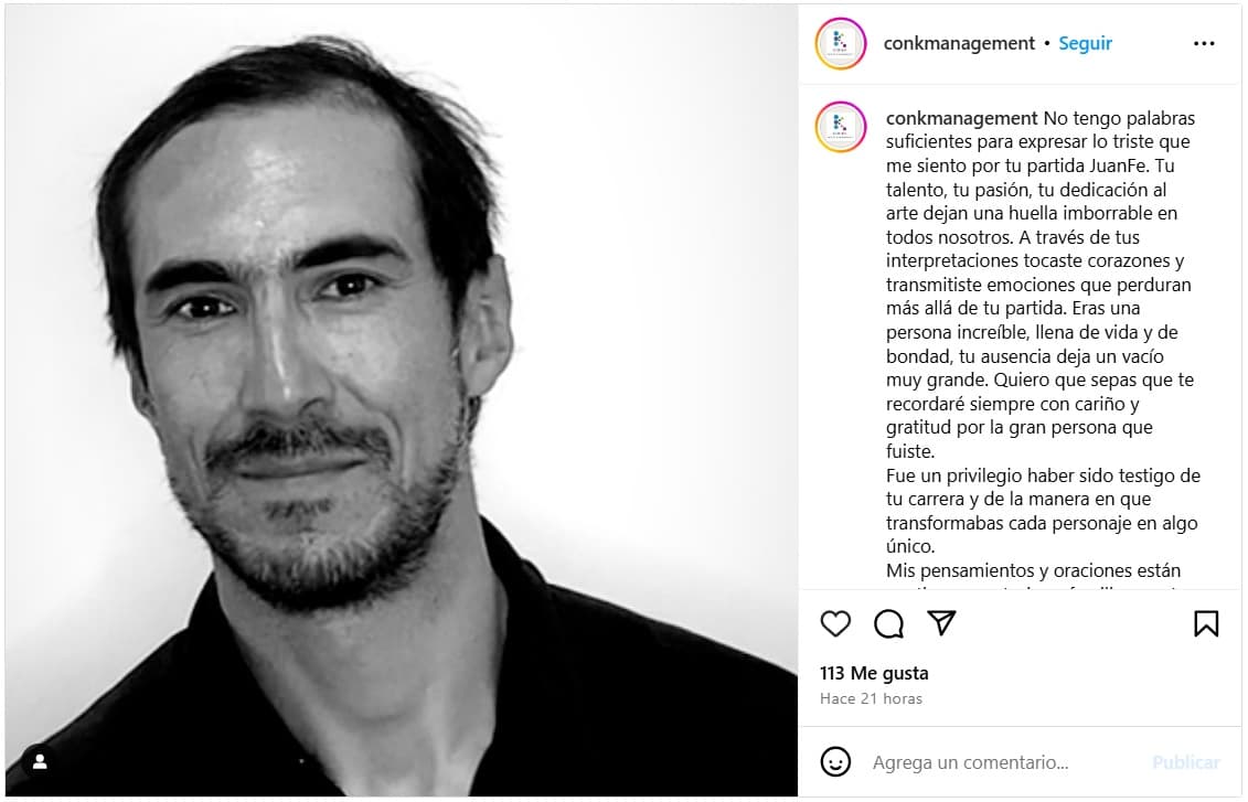 Mánager de Juan Felipe Muñoz le dedica emotivo mensaje.