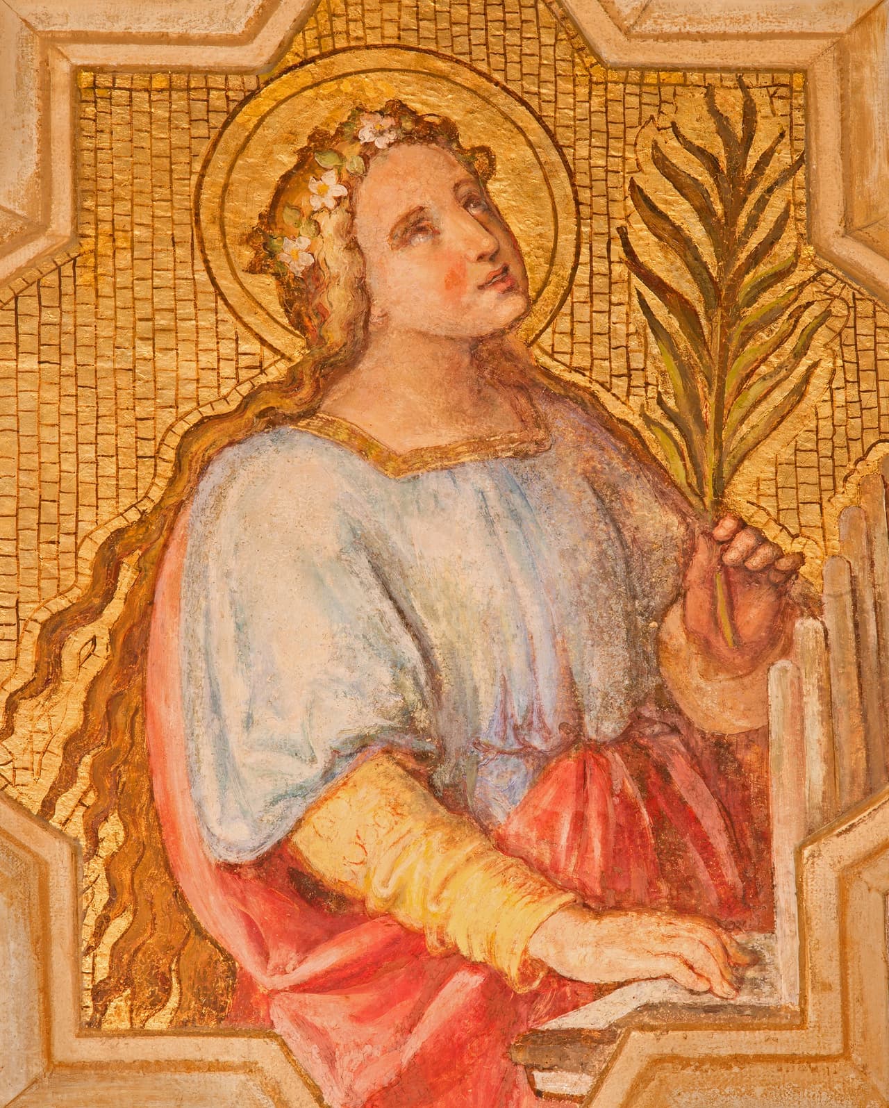 Cecilia comenzó a cantar el salmo LXX: "Que mi corazón y mi carne permanezcan puros, oh Señor, y que no me vea defraudada en tu presencia". Este canto como plegaria al ser sentenciada a morir también forma parte de la teoría de por qué se le relaciona con la música.