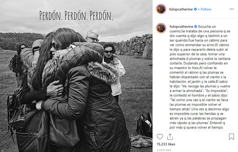 "Una vez que decimos algo es imposible curar las heridas que se abren, ya que las palabras se propagan más rápido que las plumas (como lo relata en la historia). Entendí que por más que quiera volver el tiempo atrás será imposible".
<br>