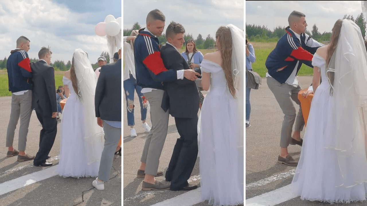  (Video) Hombre llega cayéndose de borracho a su propia boda y no puede ni pararse frente al altar