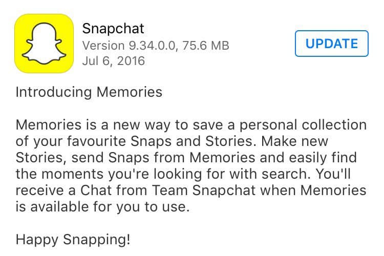 Snapchat presenta una nueva función, "Memories".