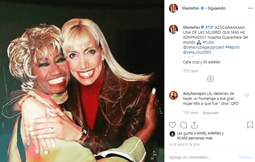 "Con una de las mujeres que más he admirado, nuestra guarachera del mundo" dijo al referirse a la legendaria artista cubana, Celia Cruz.