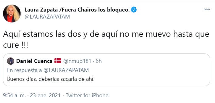 Fue clara al reiterar que no se irán del lugar hasta que doña Eva sane.
<br>