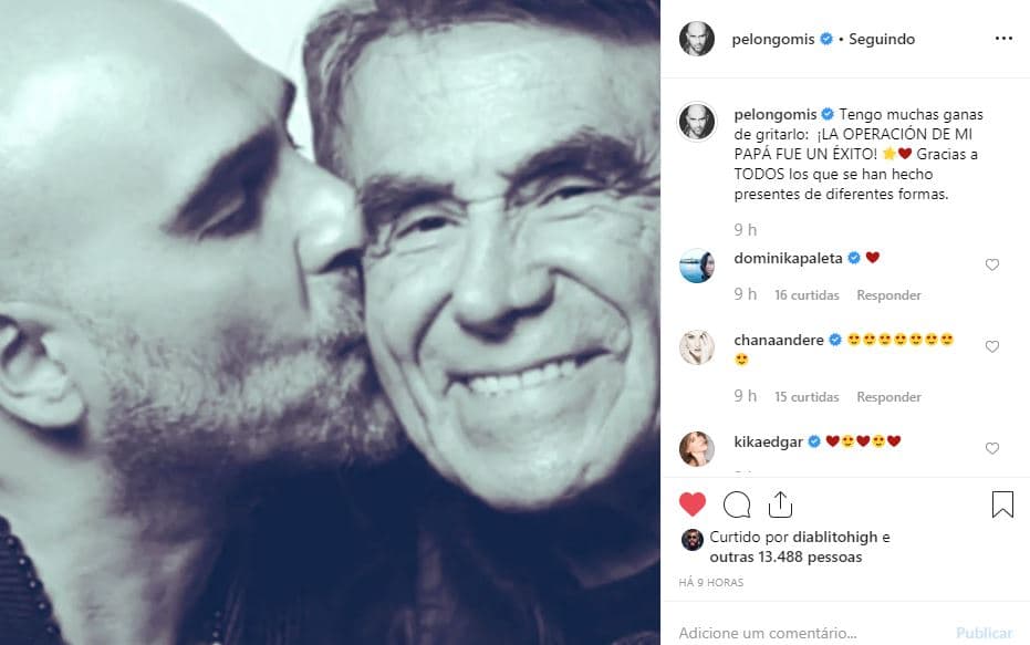 "Tengo muchas ganas de gritarlo: ¡La operación de mi papá fue un éxito!", escribió el comediante al pie de esta imagen.