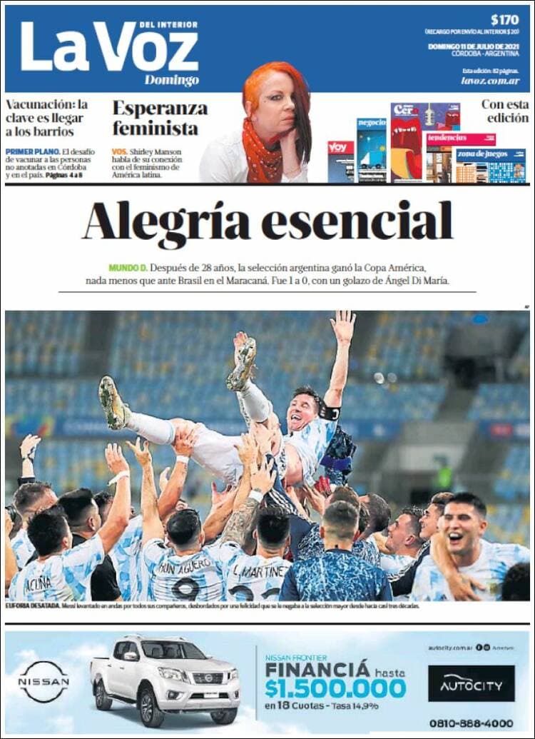 Argentina rompe la maldición y 28 años después consigue, de la mano de Lionel Messi, el título de campeones de la Copa América. La prensa argentina enaltece la hazaña, así como la prensa internacional del continente americano.