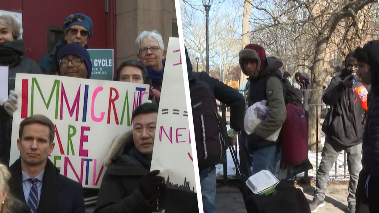 "Nueva York es nuestro hogar": Inmigrantes protestan contra el límite de estancia en albergues