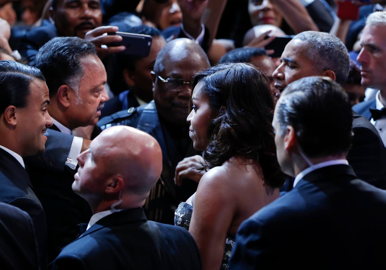 Jesse Jackson con Michelle Obama en la gala del caucus negro en Washington este sábado.