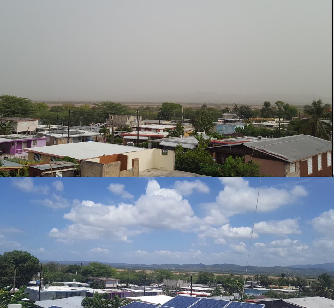 Esta es la vista de este lunes versus la de unos días atrá en El Valle de Lajas.