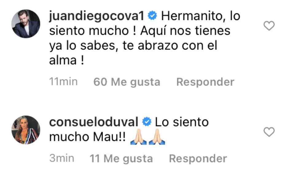 Juan Diego Covarrubias y Consuelo Duval también le demostraron su apoyo en estos difíciles momentos.