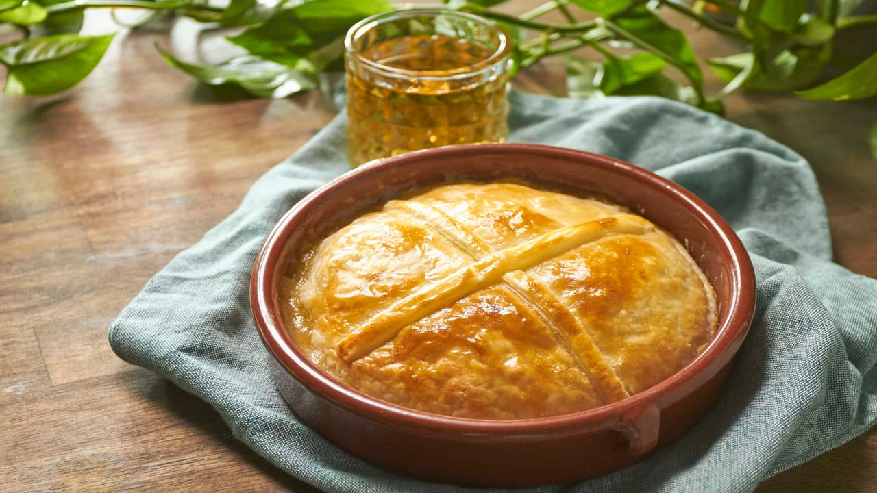 Pastel de puerros y pollo
