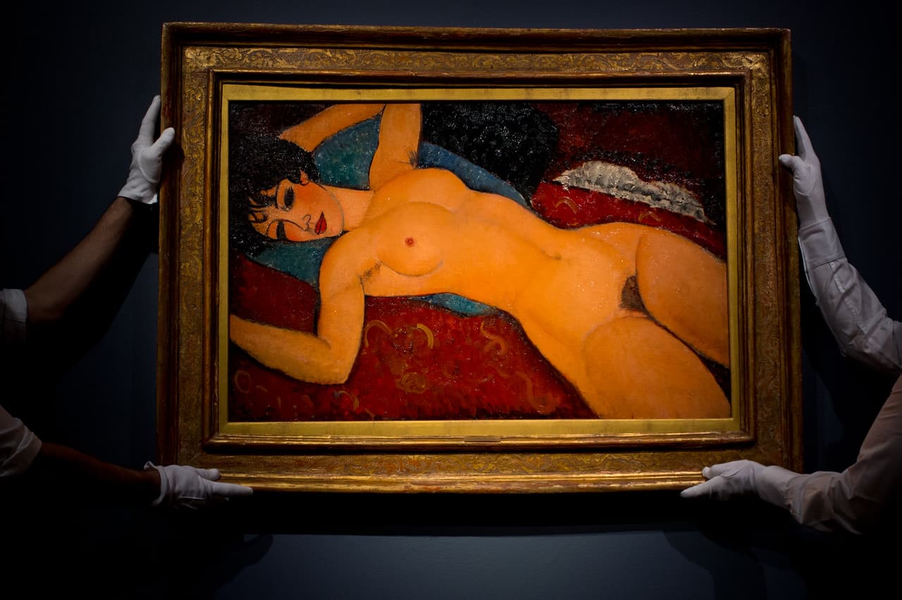 <b>'Desnudo acostado', de Amedeo Modigliani. </b>Esta pintura fue comprada por el empresario chino Liu Yiqian en 2015 por 170 millones de dólares. El artista italiano invirtió 11 años en la que es considerada una de sus obras maestras (1917 y 1928).