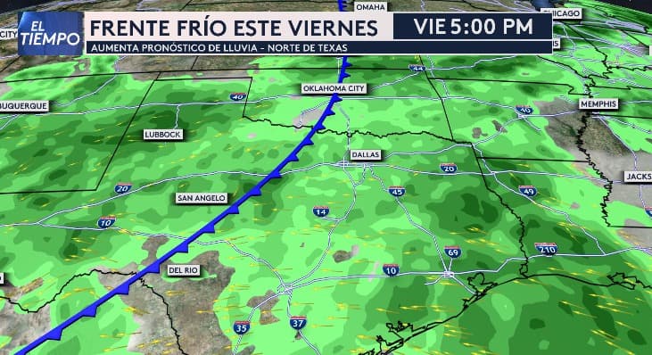 <b>Un frente frío podría traer lluvias al norte de Texas</b> durante el fin de semana largo de “Labor Day”, según nuestra experta del tiempo Angela Del Río.
