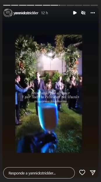 Durante el enlace, René Strickler pronunció unas palabras al momento del brindis. Esto quedó grabado en un video, el cual fue compartido por Yannick en Instagram.
<br>