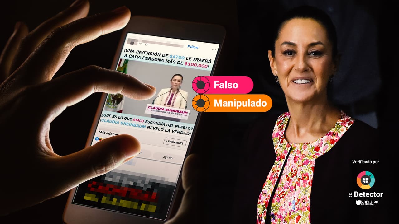 Claudia Sheinbaum no invitó a registrarse en una plataforma de inversión que AMLO supuestamente ocultaba: ese video está manipulado