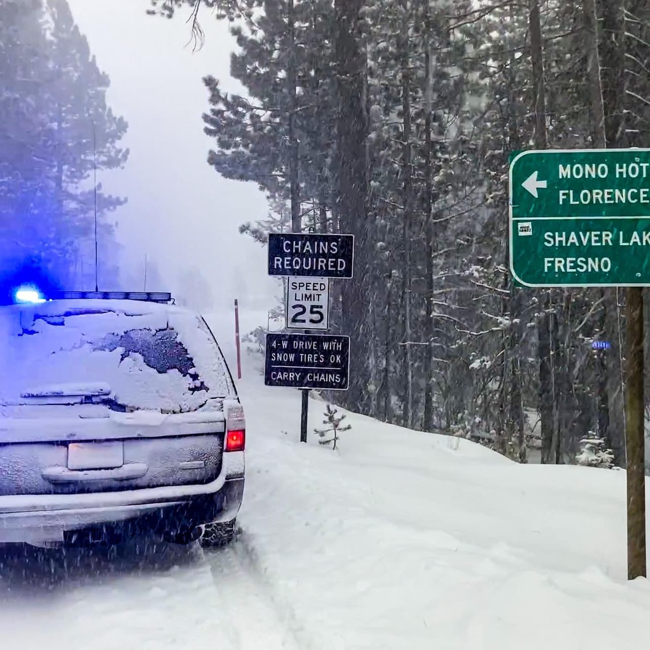 En el sector de Lago Shaver se esperan acumulados de nieve de 8 pulgadas, mientras que las precipitaciones podrían superar la pulgada de agua caída.