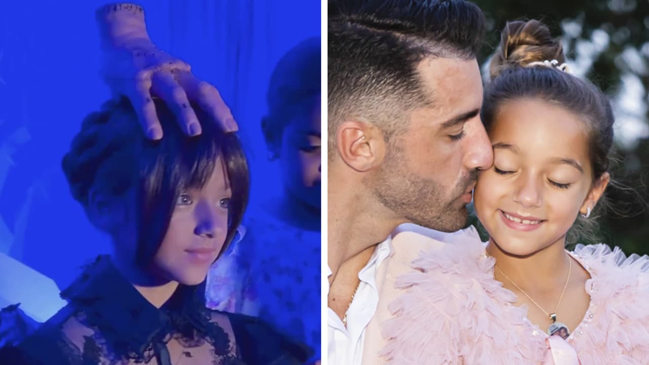 Alaïa se disfrazó de 'Wednesday' en su cumpleaños 8 (con todo y 'Thing')