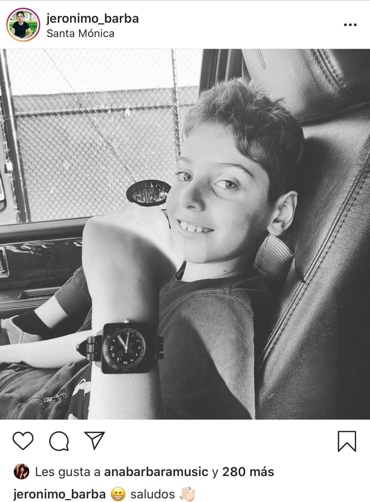 Fue 
<b><a href="https://www.univision.com/search?q=jeronimo-hijo-de-ana-barbara">Jerónimo Barba</a></b> (en foto), hijo de la cantante y del cantautor Reyli Barba, quien le tomó algunas imágenes a su mamá.
<br>