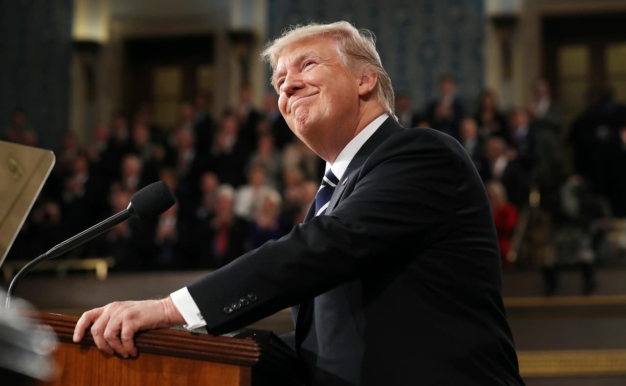 President Donald Trump arrives on Capitol Hill in Washington, Tuesday, Feb. 28, 2017, for his address to a joint session of Congress. (Jim Lo Scalzo/Pool Image via AP)