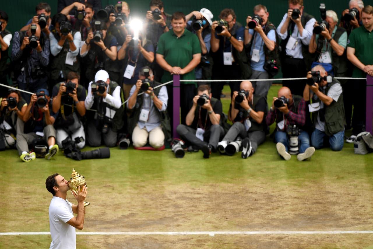 Además de sus 8 títulos en Wimbledon, Federer perdió las finales de 2014 y 2015 ante Djokovic y la de 2008 ante Rafael Nadal.
