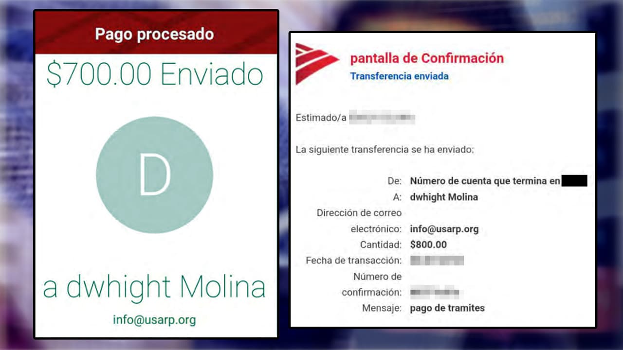 Entrevistados por 
<i>Univision 32</i> compartieron presuntas copias y capturas de los pagos realizados a la empresa de Molina.