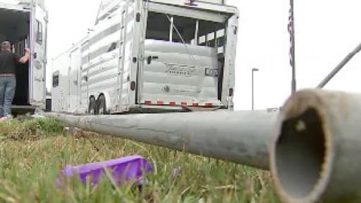 Un conductor golpea un ciervo, choca contra una cerca y un poste le atraviesa el cuerpo