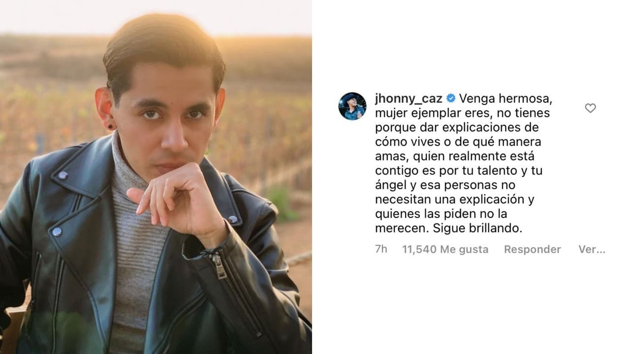 <b>Jhonny Caz</b> de Grupo Firme recalcó su talento y le señaló que es un ejemplo para la juventud. "No tienes que dar explicaciones de cómo vives o de qué manera amas", señaló el hermano de Eduin Caz, quien en diciembre de 2020 anunció que es gay.