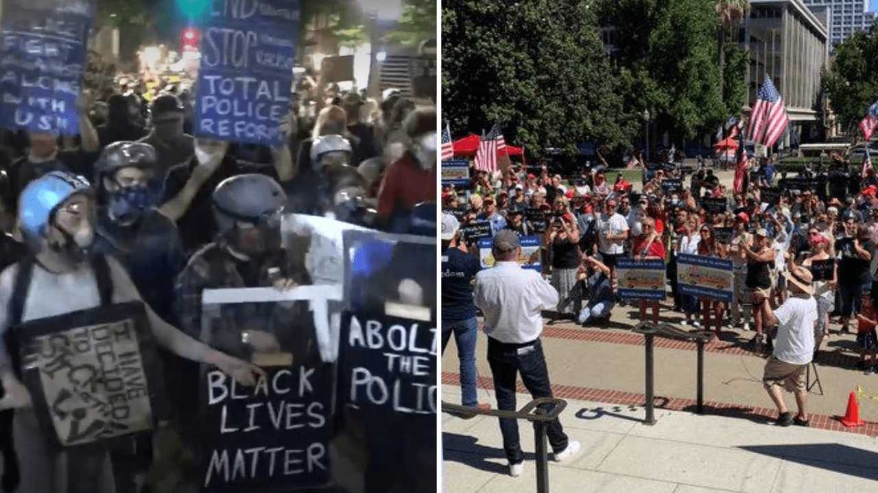 A favor de la policía y en contra la brutalidad policial: dos marchas en Sacramento ponen el foco en los uniformados