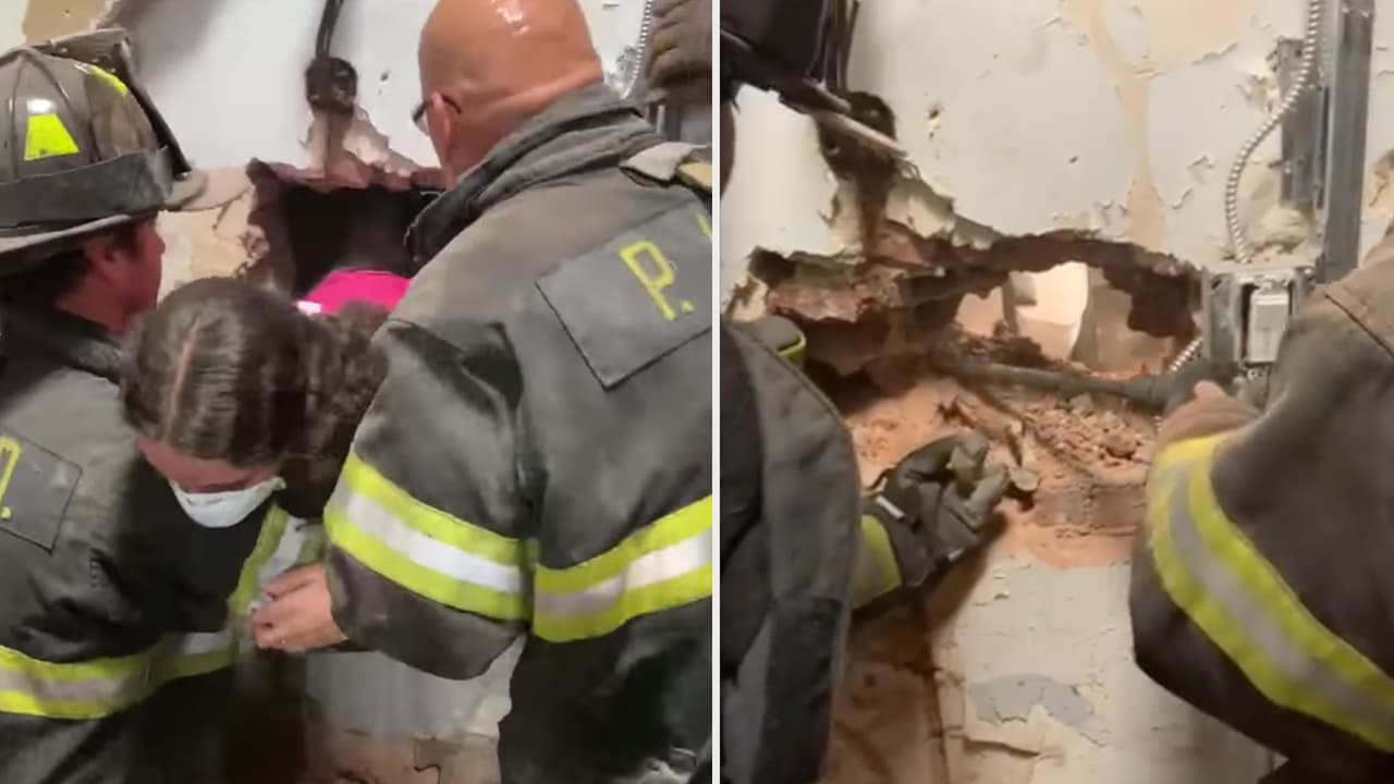 Rescatan a niña tras quedar encerrada en vestidor que era la bóveda de un banco