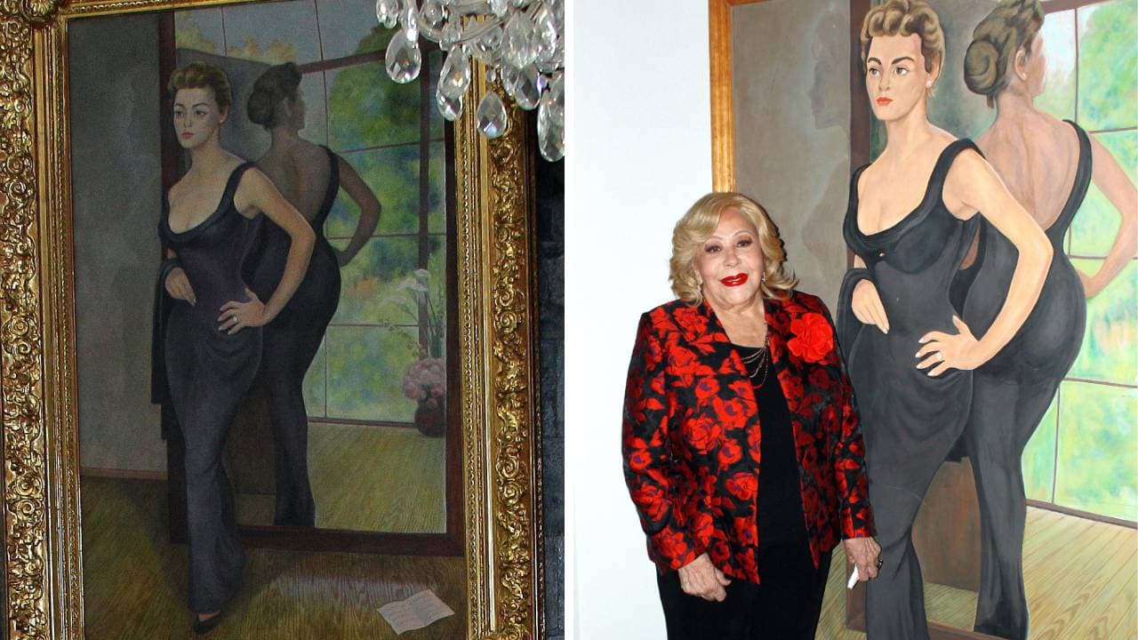 El cuadro que Diego Rivera pintó de Silvia Pinal (izquierda) y su réplica (derecha).