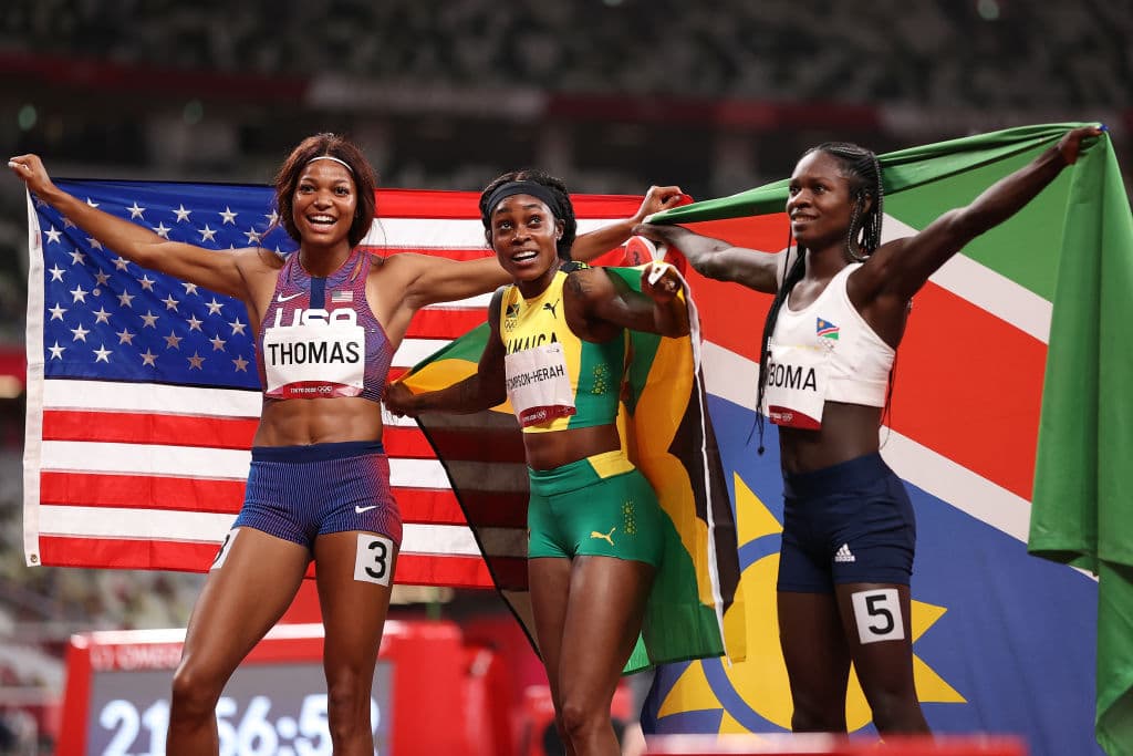 Terminó en 21,87 segundos, un pelo por detrás del tiempo de 21,53 de Thompson-Herah, el segundo más rápido de la historia, y 21,81 de Mboma.