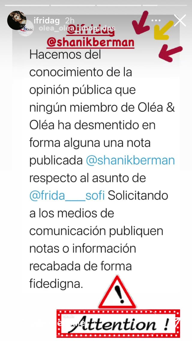 Al igual que Berman, la nieta de Enrique Guzmán compartió el mensaje en su cuenta de Instagram para respaldarla.
<br>