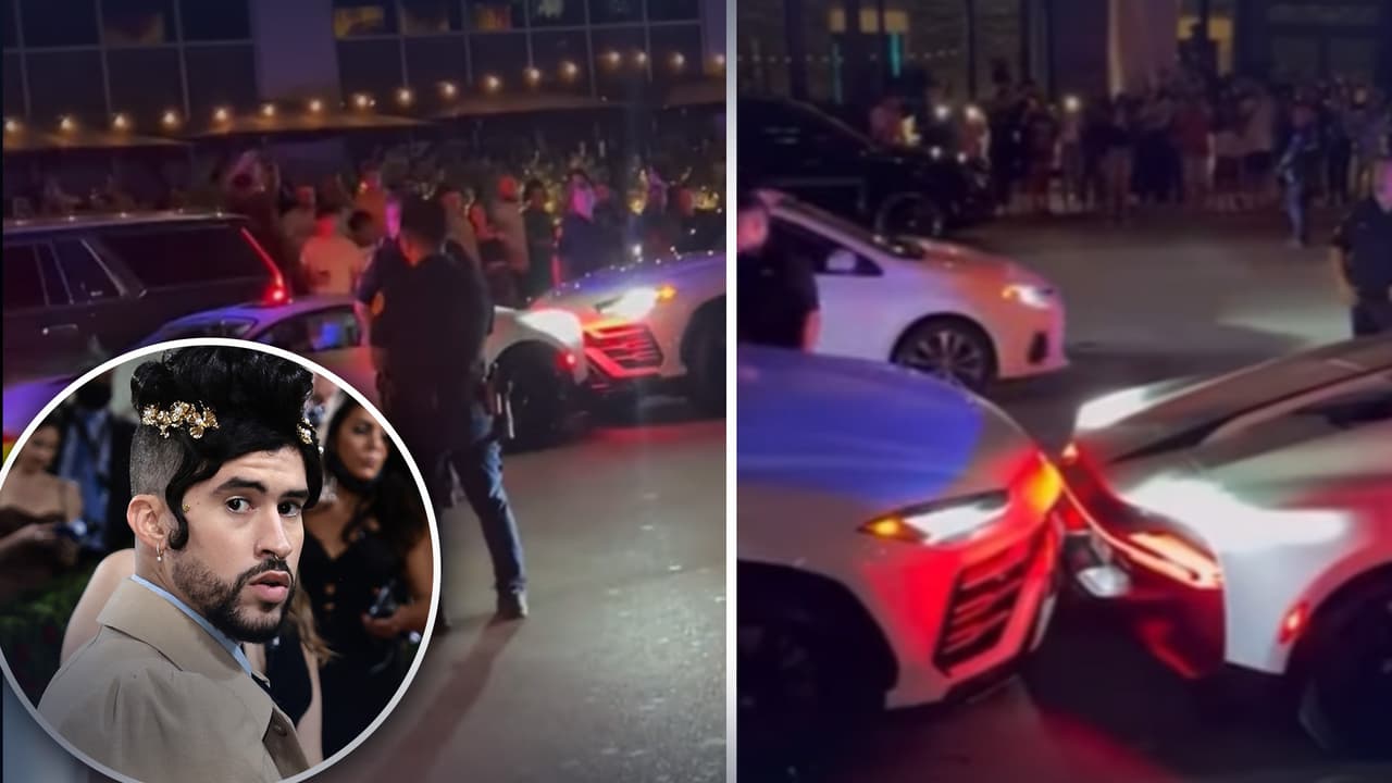 Bad Bunny es chocado en su Bugatti Chiron por un Lamborghini Urus