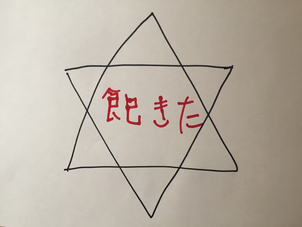 Una variación más completa es que a la palabra japonesa la encierres dentro de una estrella d David, es decir, dos triángulos superpuestos. Además, asegúrate que el papel sea cuadrado y no más de 5 cms. por 5 cms. de diámetro.