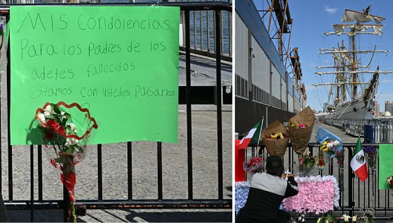 Con y sin palabras, el apoyo a la tripulación mexicana del buque escuela Cuauhtémoc fluye en Nueva York