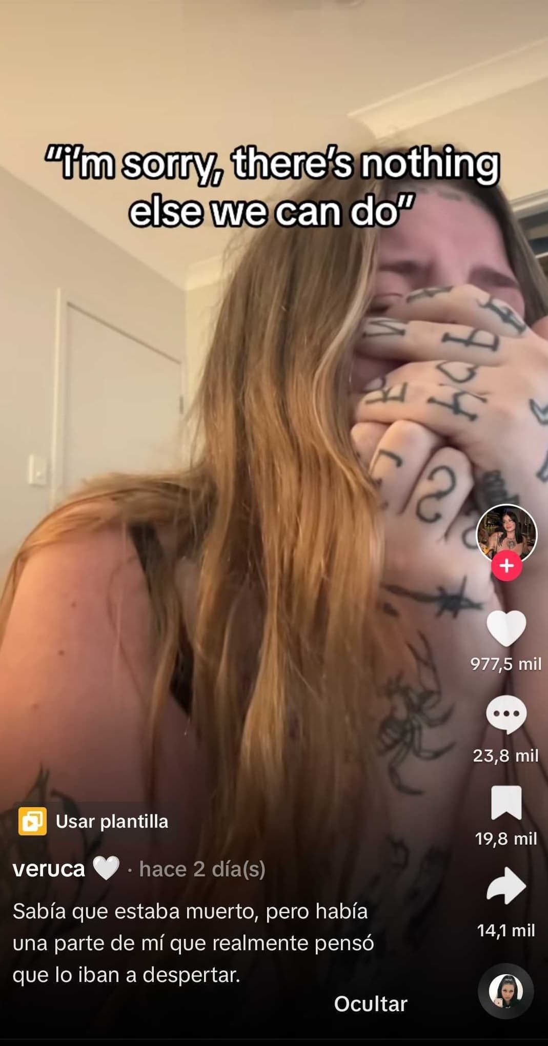 Veruca Salt se mostró llorando tras la muerte de su pequeño.