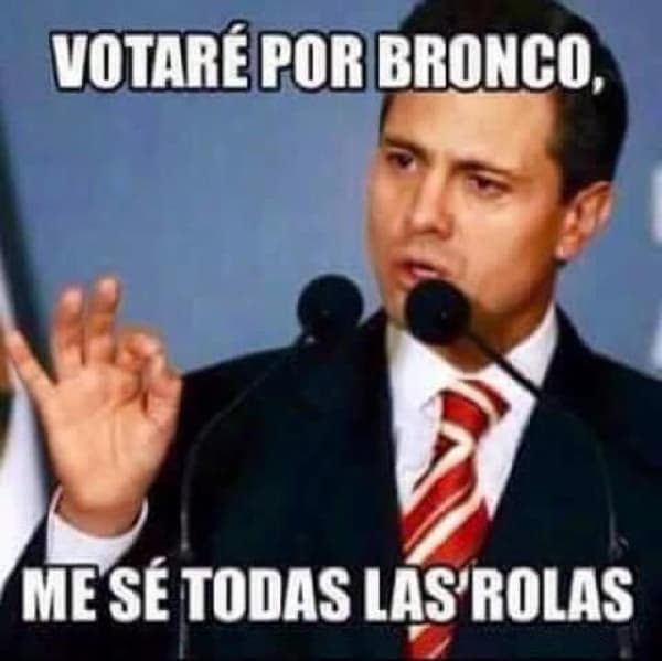 El aún presidente,
<b>Enrique Peña Nieto</b>, no podía faltar en los memes y como siempre anda 'norteado', dicen que se inclina por El Bronco pues le gusta su música.