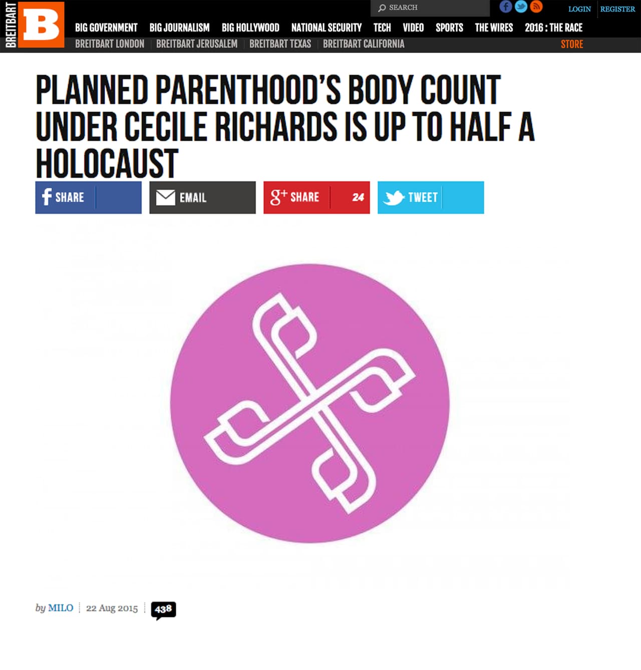 "El número de muertos de Planned Parenthood bajo Cécile Richards es la mitad de un Holocausto". Según cifras de la organización, solo a 3% de los pacientes que reciben se les realizan abortos.